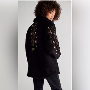 #568 Free People x DRIFTWOOD Black Embroidered Jacket Shacket Large